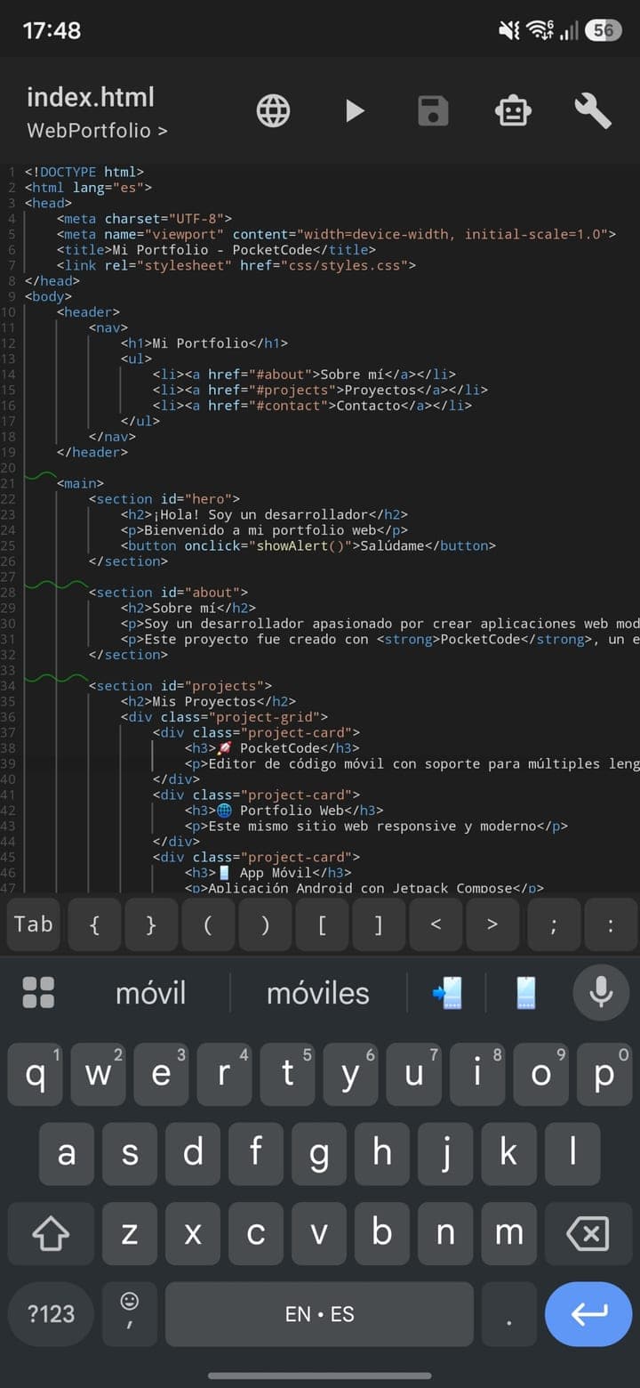 Pocket Code — Code editor