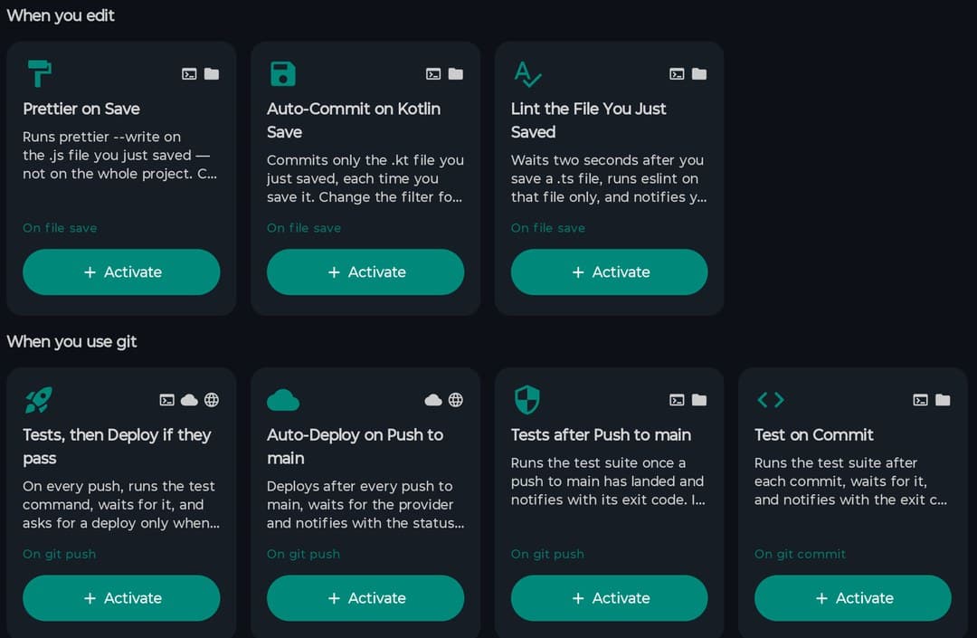 The template gallery